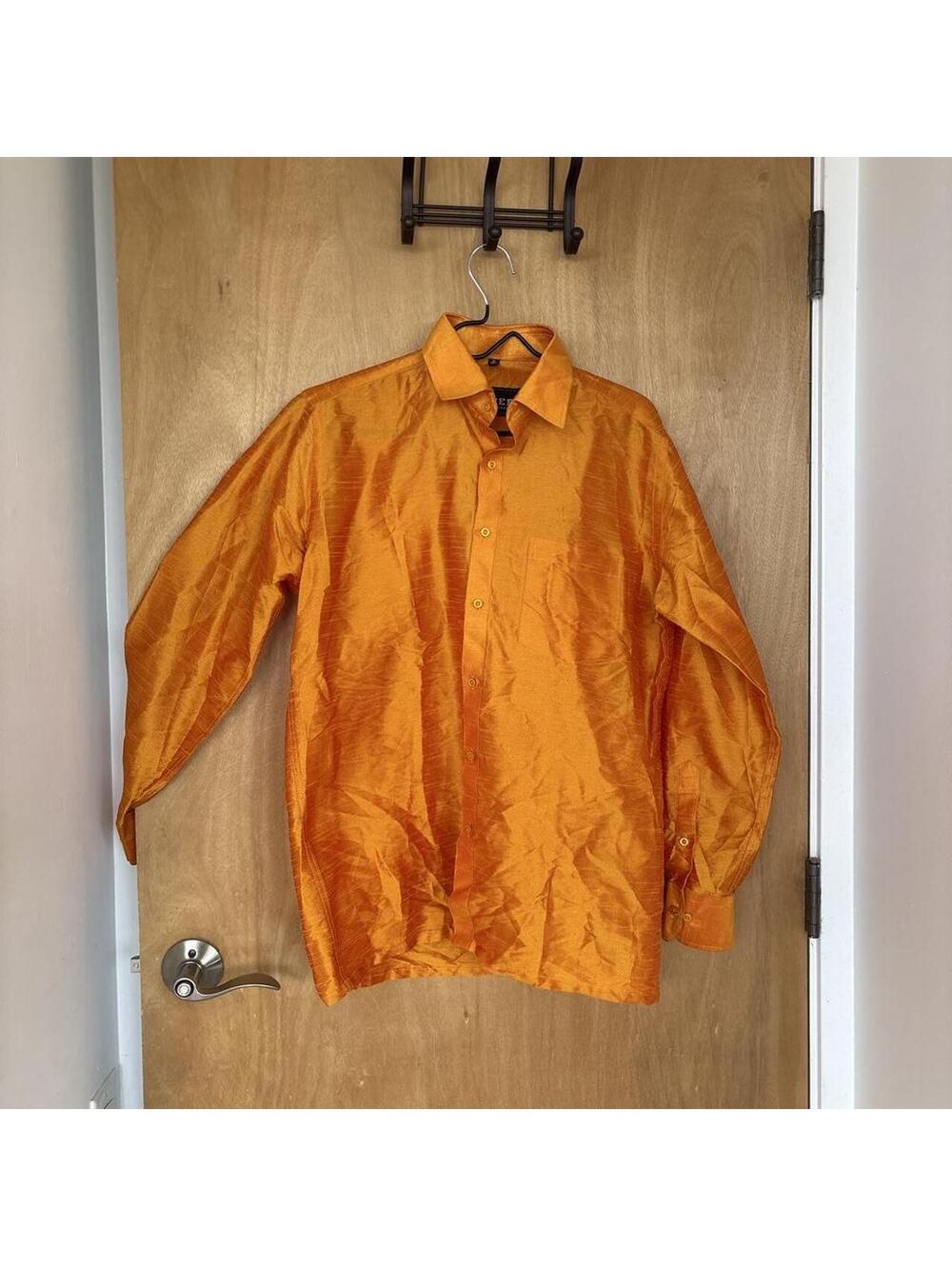VEER Designer Men's Orange Long Sleeve Shirt Medium 38cm
